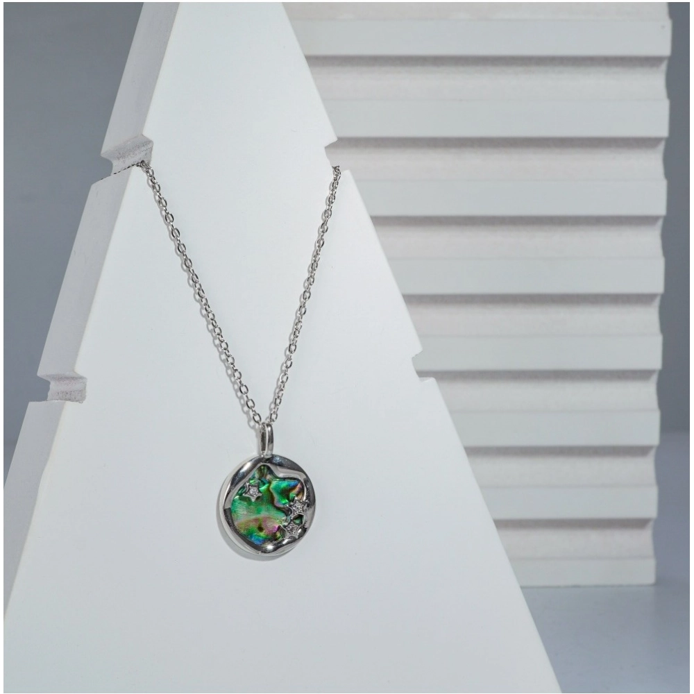 Women's Stainless Steel Galaxy Pendent Delicate Chain (Silver Plated) - Image 2