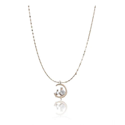 Women's Stainless Steel Moon Pendent Delicate Chain (Gold Plated)