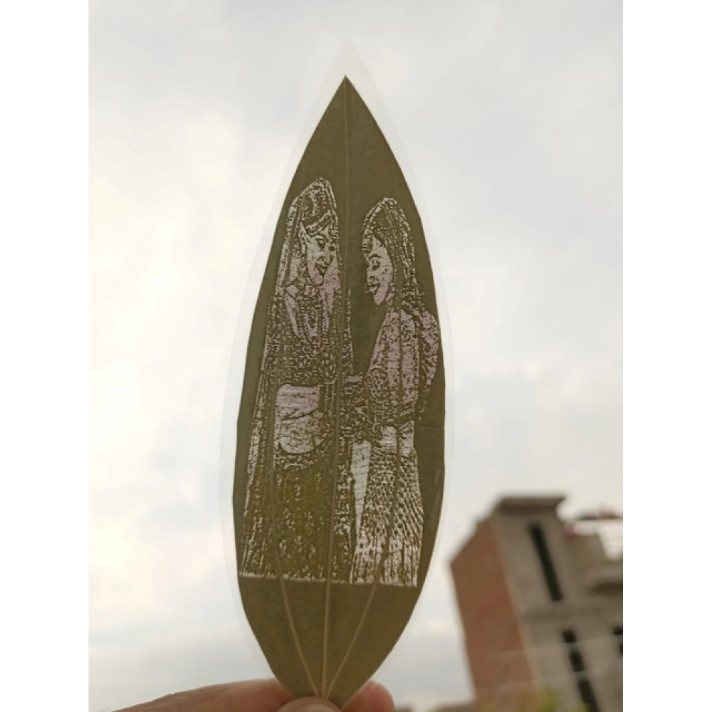Generic Custom Engraved Leaf Art β Bride And Bridesmaid - Sister Bond Portrait on Natural Leaf