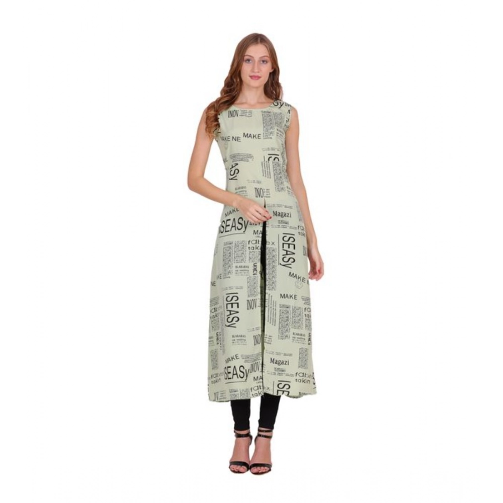 Women's Casual Crepe Sleeveless Slit Dress (Light Green)