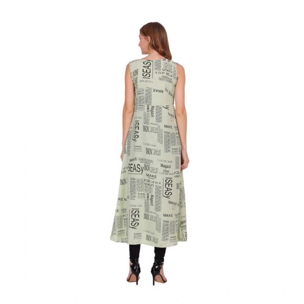 Women's Casual Crepe Sleeveless Slit Dress (Light Green) - Image 2