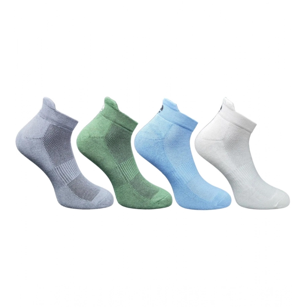 4_Pair Set Unisex Casual Bamboo Cotton Printed Ankle Length Socks (Multicolor)