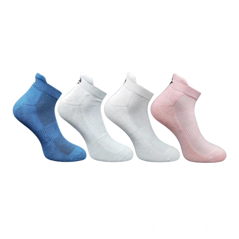4_Pair Set Unisex Casual Bamboo Cotton Printed Ankle Length Socks (Multicolor)