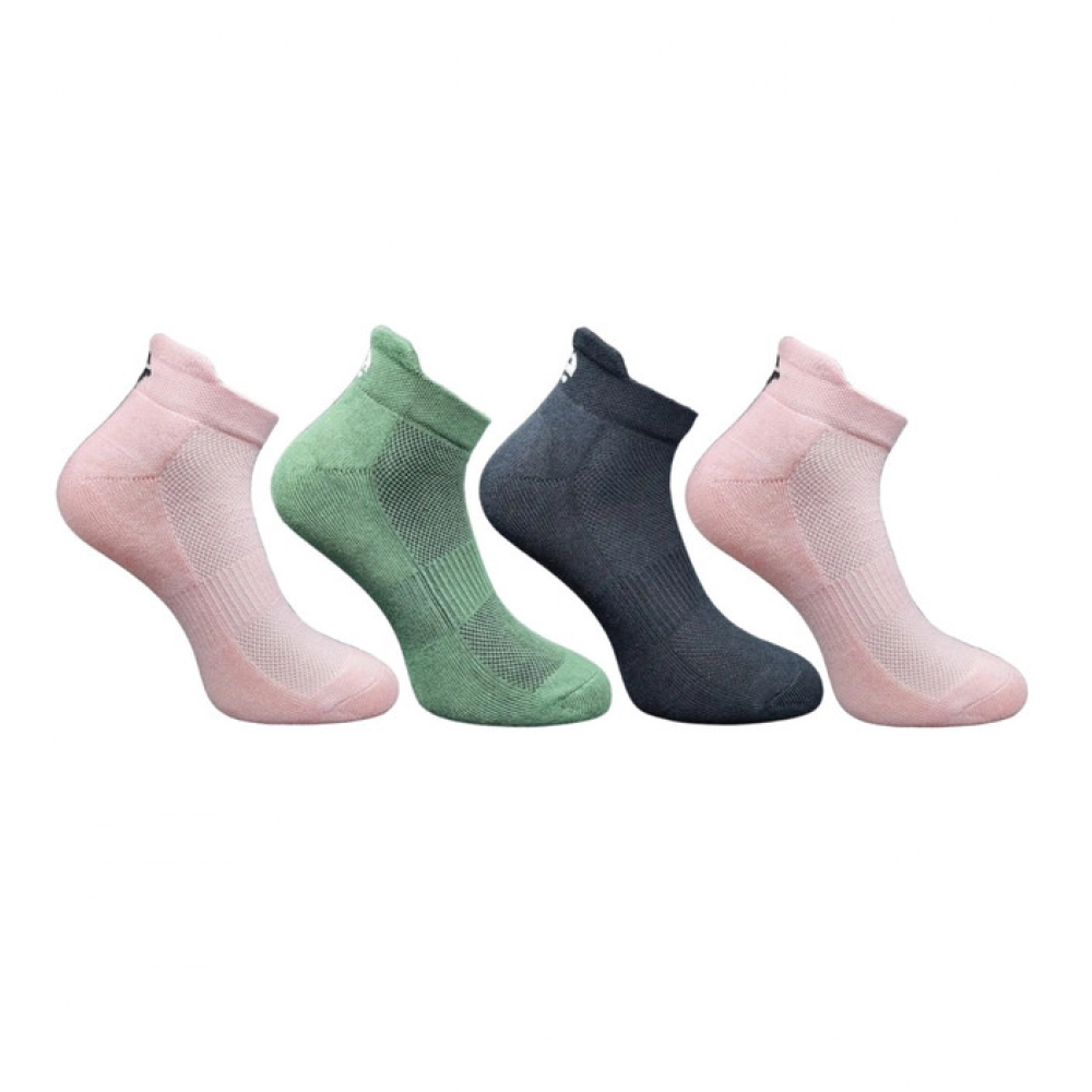 4_Pair Set Unisex Casual Bamboo Cotton Printed Ankle Length Socks (Multicolor)