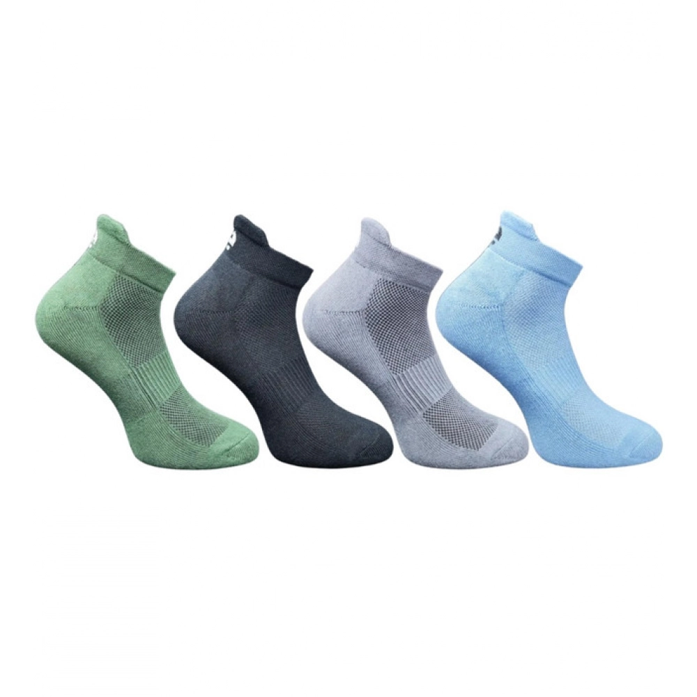 4_Pair Set Unisex Casual Bamboo Cotton Printed Ankle Length Socks (Multicolor)