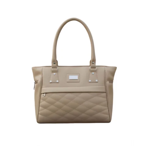 Women's PU Leather Solid Shoulder Zipper Handbag (Beige)