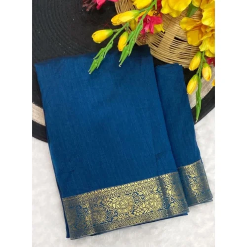 Women's Vichitra Silk Printed Saree With Unstitched Blouse 5.5Mtr?(Rama)
