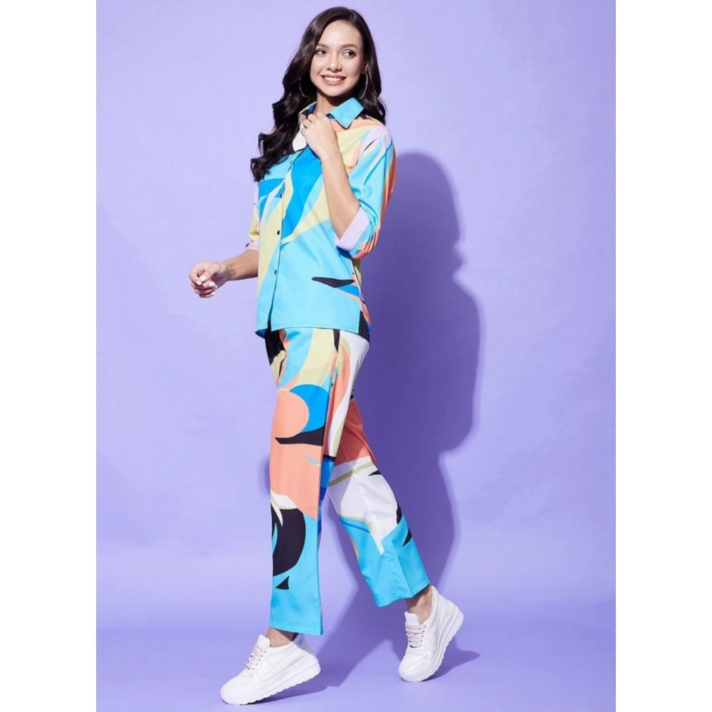 Women's Polyester Colour Blocking 3-4th Sleeve Co-Ord Set (Multicolor) - Image 3