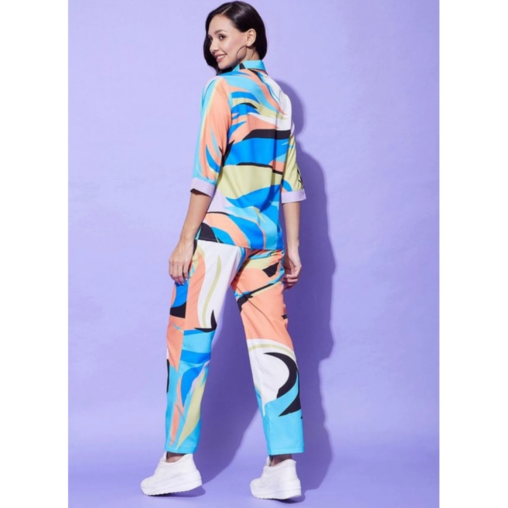 Women's Polyester Colour Blocking 3-4th Sleeve Co-Ord Set (Multicolor) - Image 4