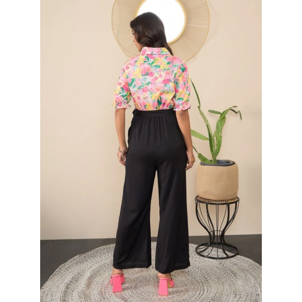 Women's Polyester Floral Half Sleeves Jumpsuit (Multicolor) - Image 4
