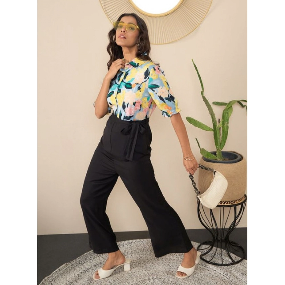 Women's Polyester Floral Half Sleeves Jumpsuit (Multicolor) - Image 2