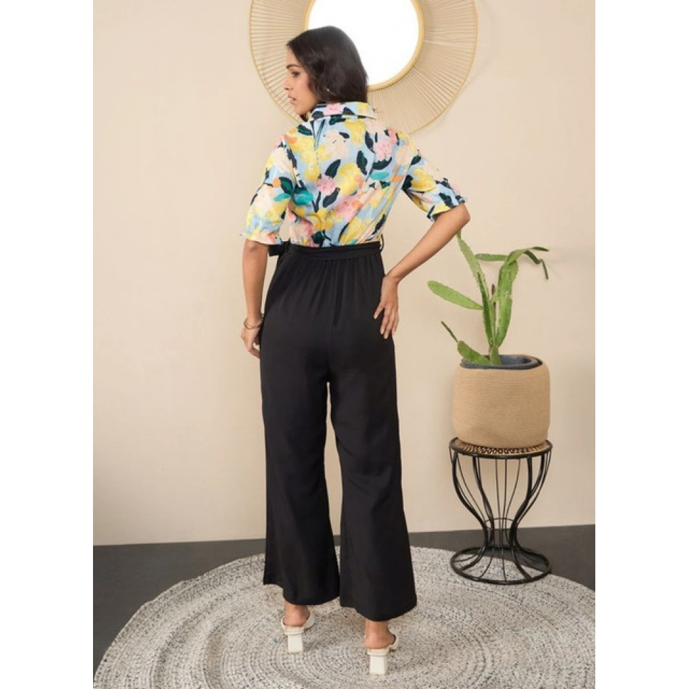 Women's Polyester Floral Half Sleeves Jumpsuit (Multicolor) - Image 3