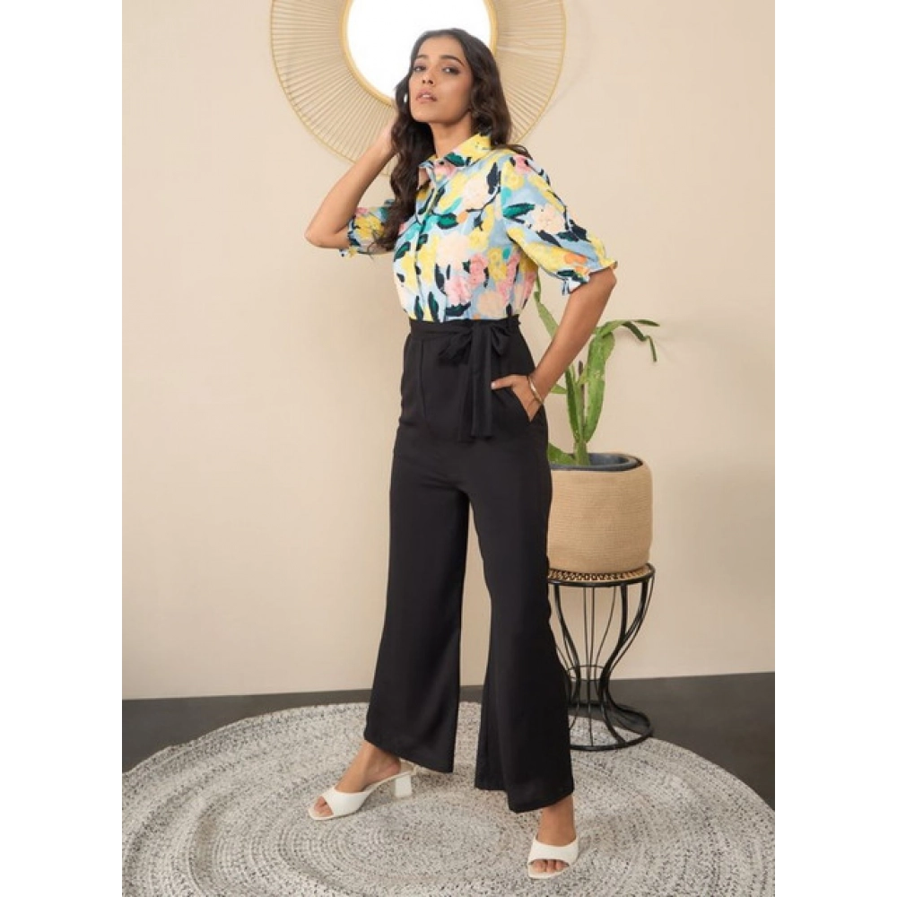Women's Polyester Floral Half Sleeves Jumpsuit (Multicolor) - Image 4