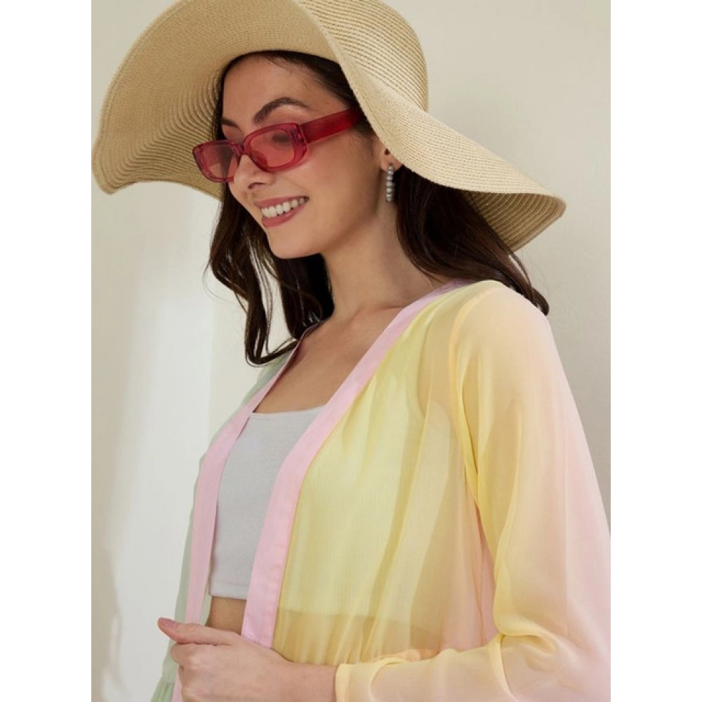 Women's Georgette Ombre Short Sleeve Shrug (Multicolor) - Image 4