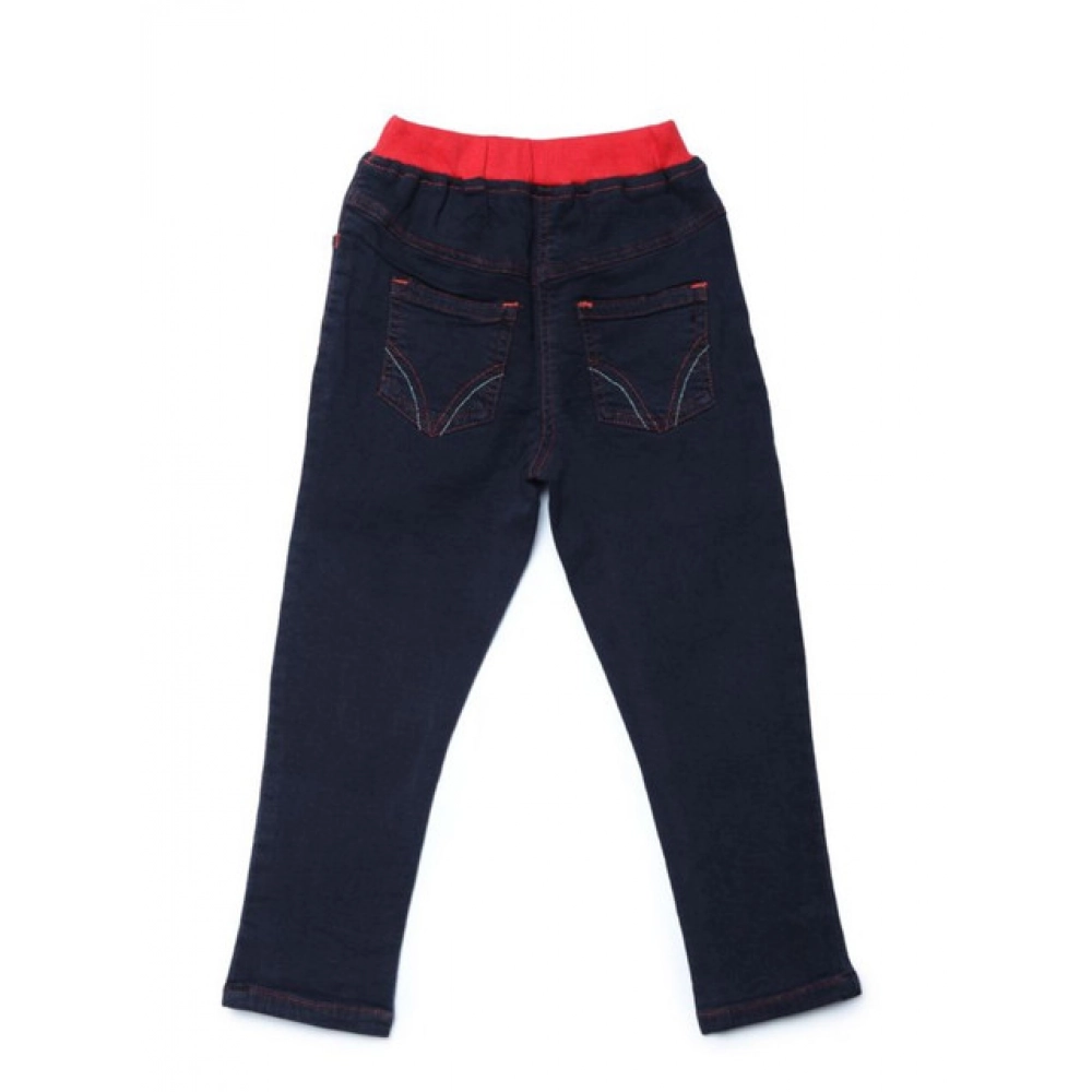 Girl's Denim Ribbed Elasticated Jeans (Black) - Image 2
