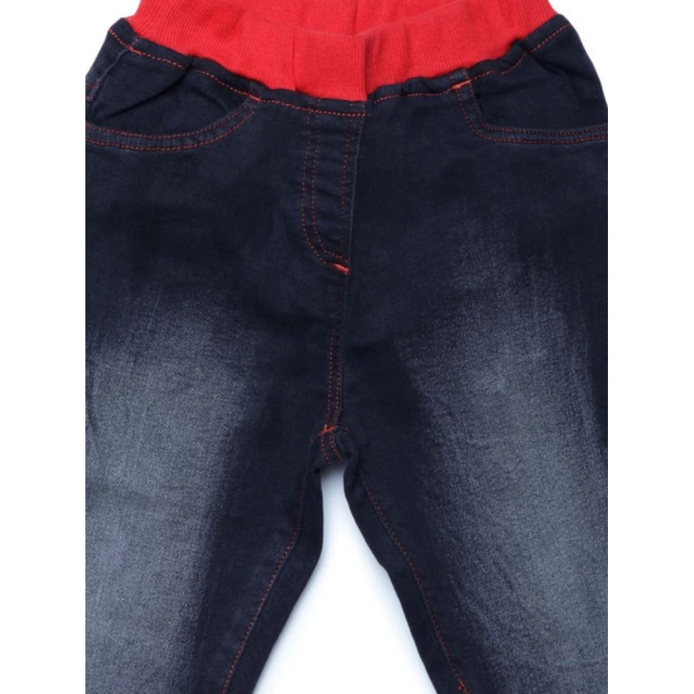 Girl's Denim Ribbed Elasticated Jeans (Black) - Image 3
