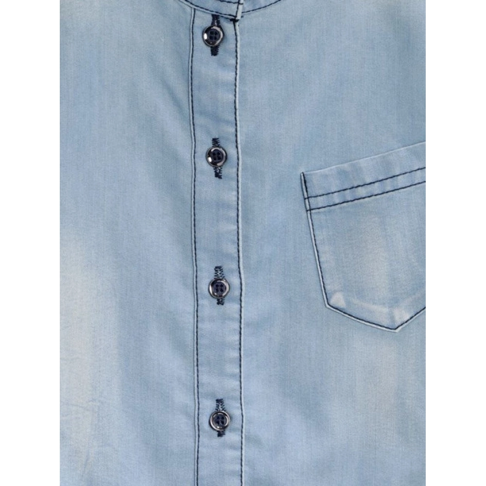 Girl's Denim Embellished Sleeveless Jumpsuit (Blue) - Image 3