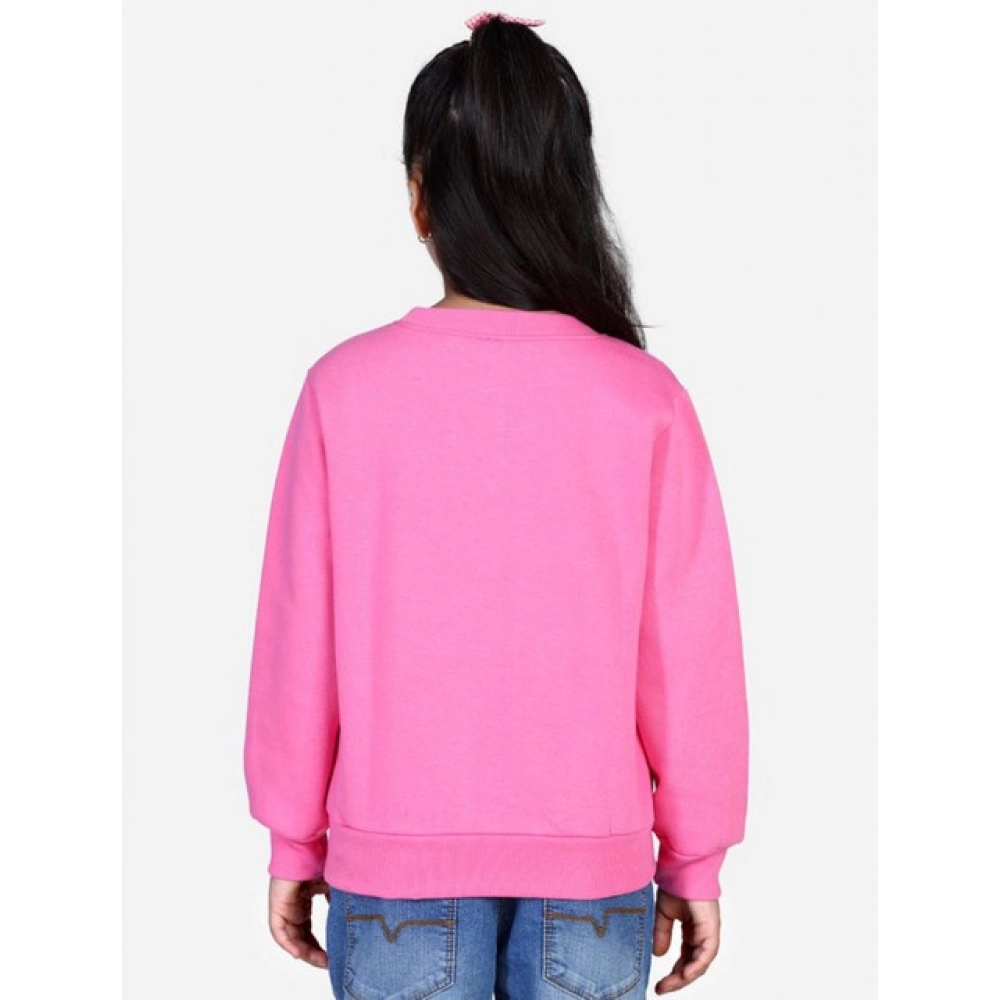 Girl's Fleece Embellished Long Sleeves Sweatshirt (Pink) - Image 3