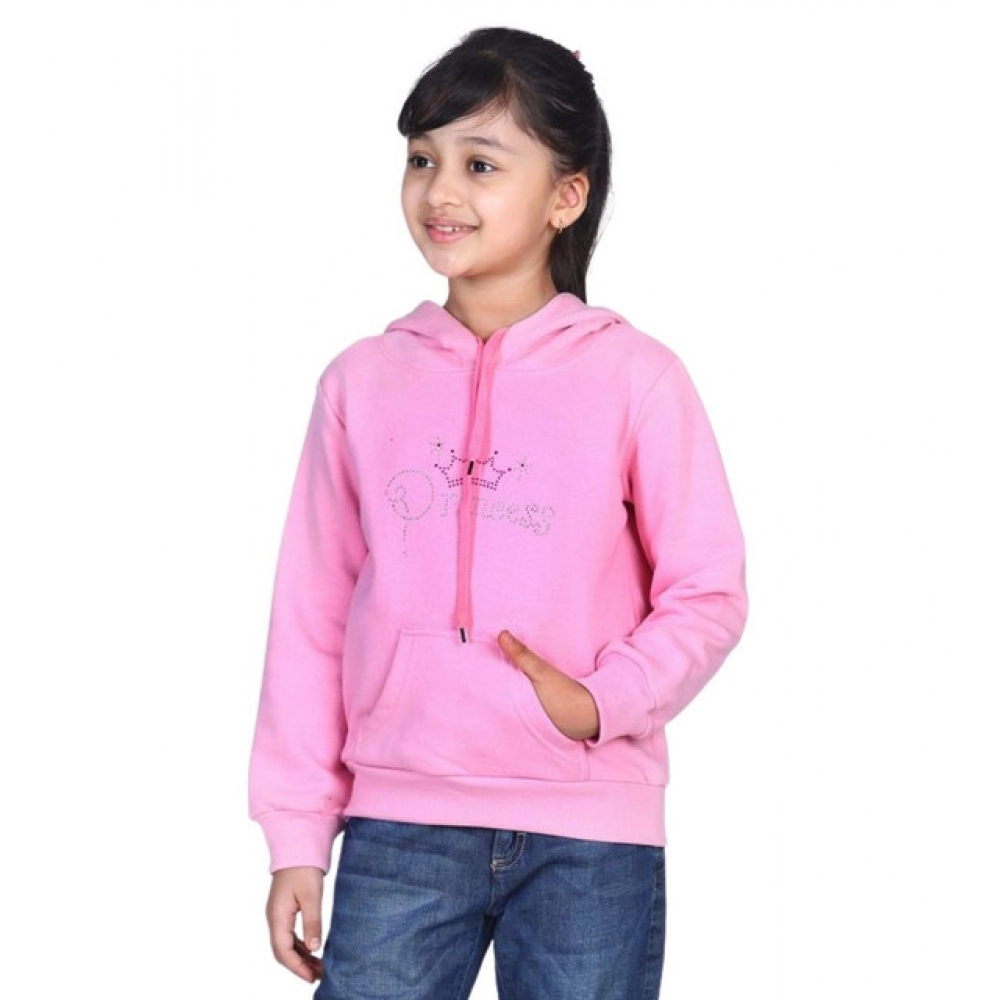Girl's Fleece Embellished Long Sleeves Sweatshirt (Light Pink) - Image 2