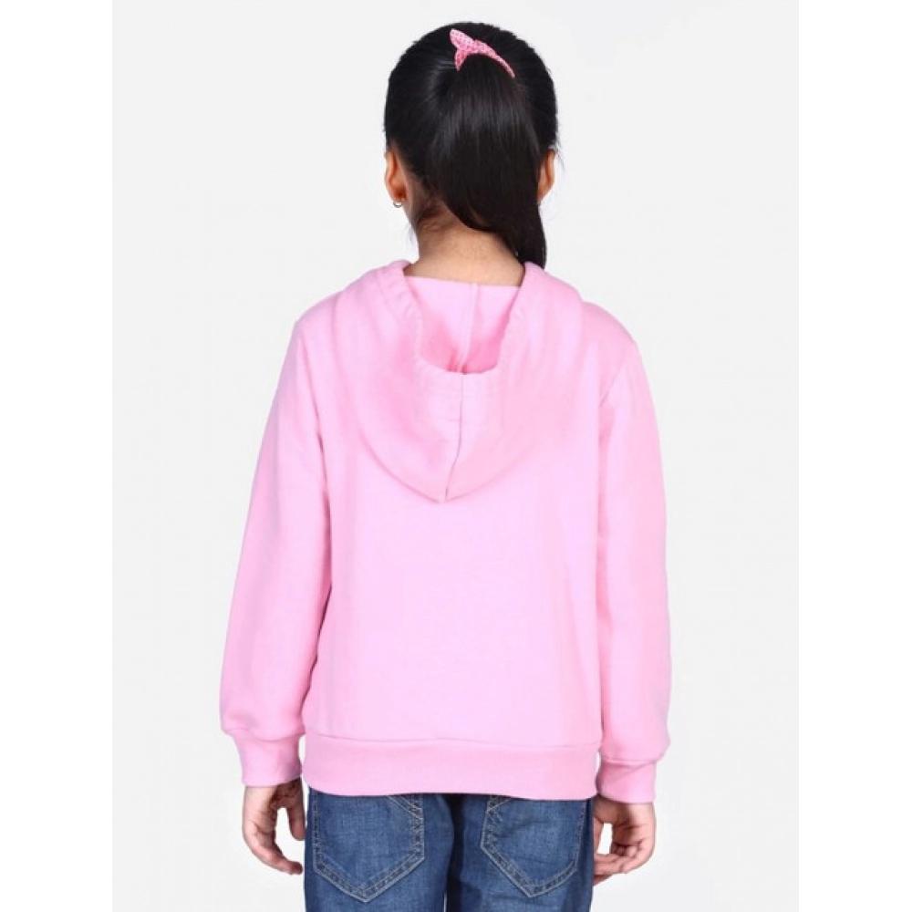 Girl's Fleece Embellished Long Sleeves Sweatshirt (Light Pink) - Image 3