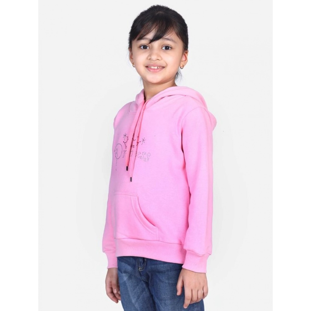 Girl's Fleece Embellished Long Sleeves Sweatshirt (Light Pink) - Image 4