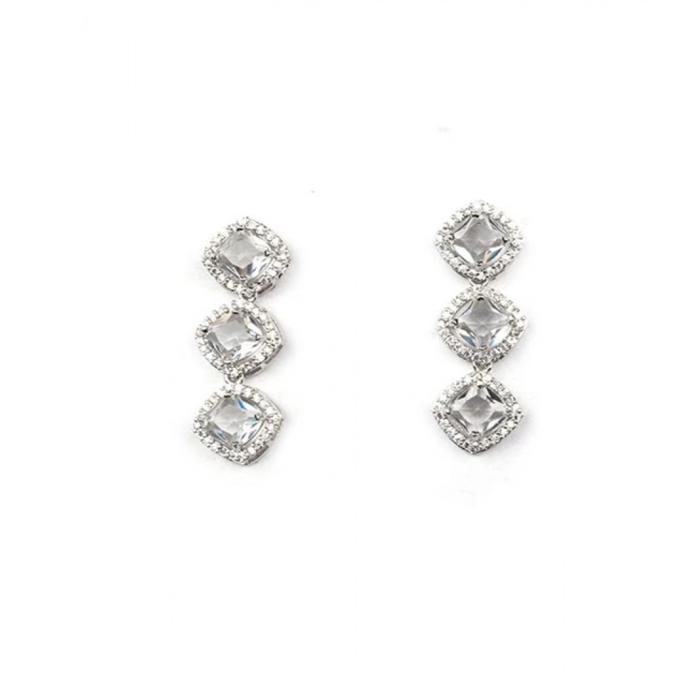 Women's Brass Silver Plated Necklace set (White) - Image 4
