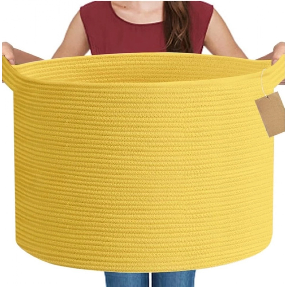 Pack Of_1 14x12 Inch Storage Basket For Clothes With Out Lid (Yellow) - Image 2
