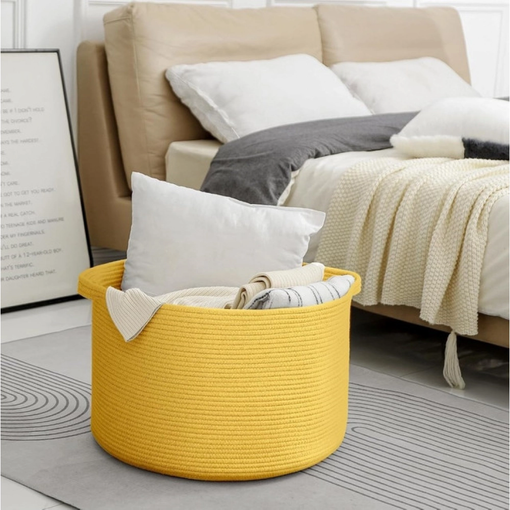 Pack Of_1 14x12 Inch Storage Basket For Clothes With Out Lid (Yellow) - Image 3