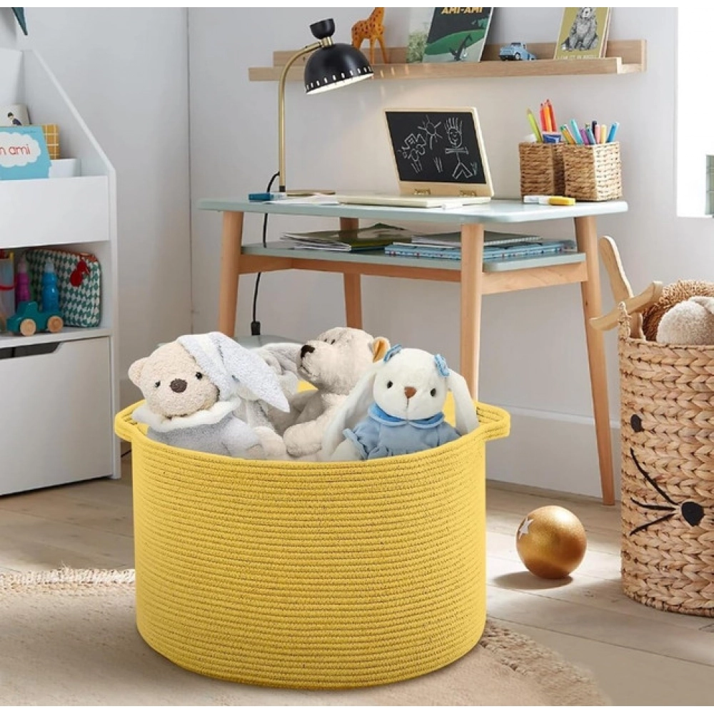 Pack Of_1 14x12 Inch Storage Basket For Clothes With Out Lid (Yellow) - Image 4