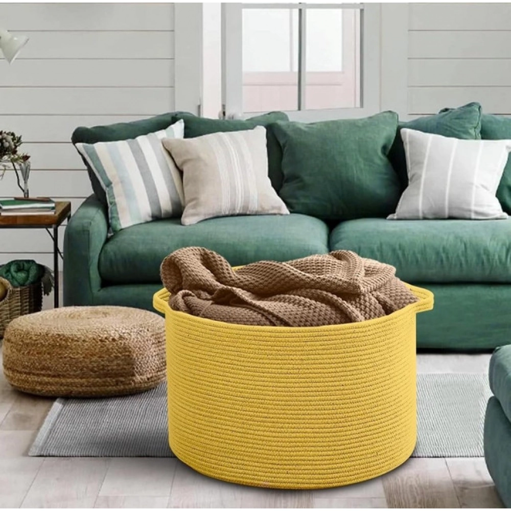 Pack Of_1 14x12 Inch Storage Basket For Clothes With Out Lid (Yellow)