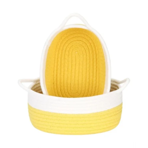 White 2 Pcs Storage Basket For Clothes (Yellow-White)