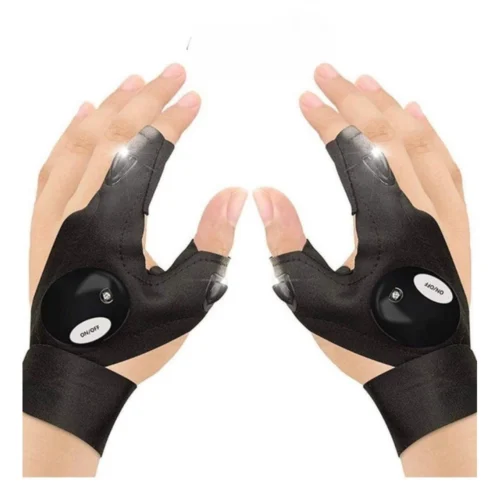 Pack of 2 LED Flashlight Gloves (Black)