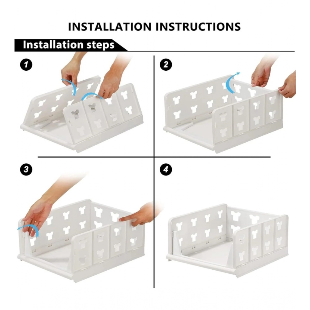 Pack of 1 Plastic Foldable Stackable Storage Organizer (White) - Image 4