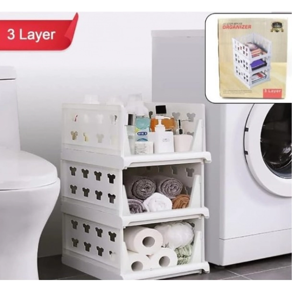 Pack of 1 Plastic Foldable Stackable Storage Organizer (White) - Image 2