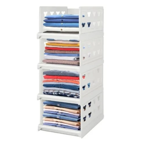 Pack of 1 Plastic Foldable Stackable Storage Organizer (White)