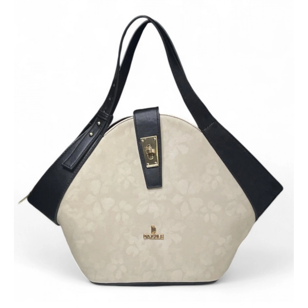 Women's Polyurethane Floral Printed Hexagonal Satchel Handbag with Adjustable Strap (White) - Image 6