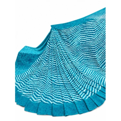 Women's Georgette Printed Saree With Unstitched Blouse 5.5Mtr (Turquoise)