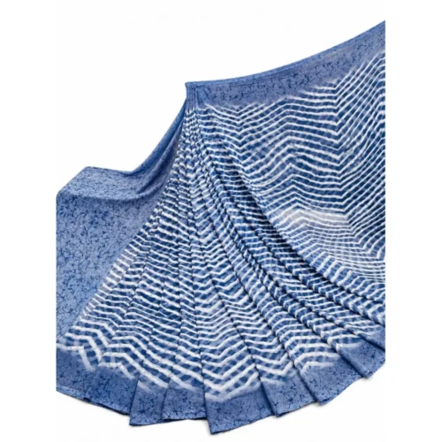 Women's Georgette Printed Saree With Unstitched Blouse 5.5Mtr (Blue)