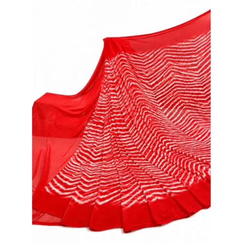 Women's Georgette Printed Saree With Unstitched Blouse 5.5Mtr (Red)