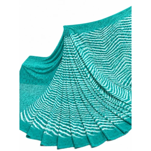 Women's Georgette Printed Saree With Unstitched Blouse 5.5Mtr (Teal)