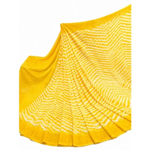 Women's Georgette Printed Saree With Unstitched Blouse 5.5Mtr (Yellow)