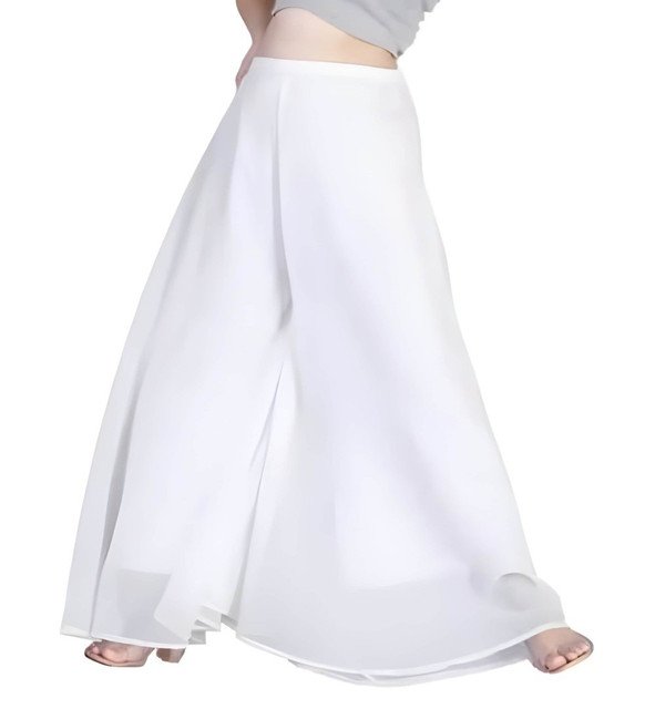 Women's Pack of 1 Georgette Solid High Rise Wide Leg Flared Palazzo with Elastic Waist (White) - Image 4