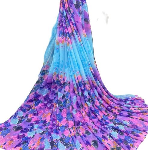 Women's Georgette Floral Printed Saree With Unstitched Blouse 5.5Mtr (Multi)