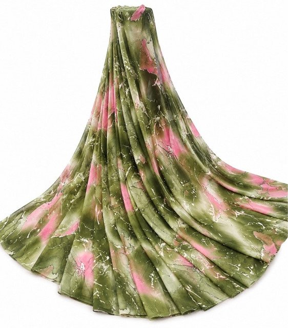 Women's Georgette Printed Saree With Unstitched Blouse 5.5Mtr (Mehendi-Pink) - Image 2