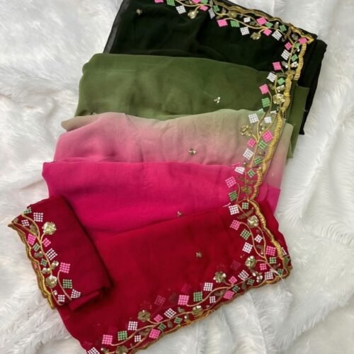 Women's Georgette Embroidered Saree With Unstitched Blouse 5.5Mtr (Multi)