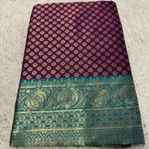 Women's Jacquard Printed Saree With Unstitched Blouse 5.5Mtr (Purple)