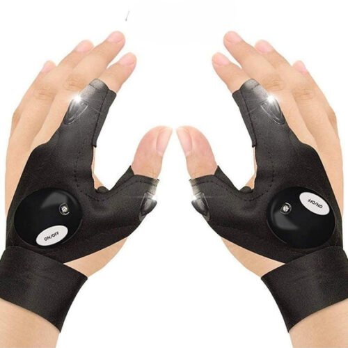 1 Pair LED Flashlight Gloves (Black)