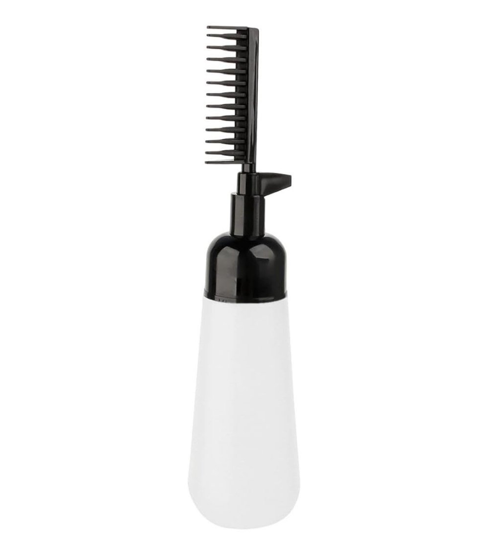 Plastic Root Comb Hair Dye Applicator Bottle (Black) - Image 2