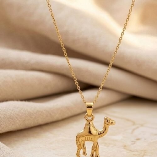 Women's Pack of 2 Brass Gold Plated Camel Pendant Necklace (Gold)-PID68264