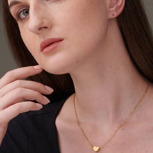 Women's Pack of 2 Brass Gold Plated Little Heart Pendant Necklace (Gold)-PID68272